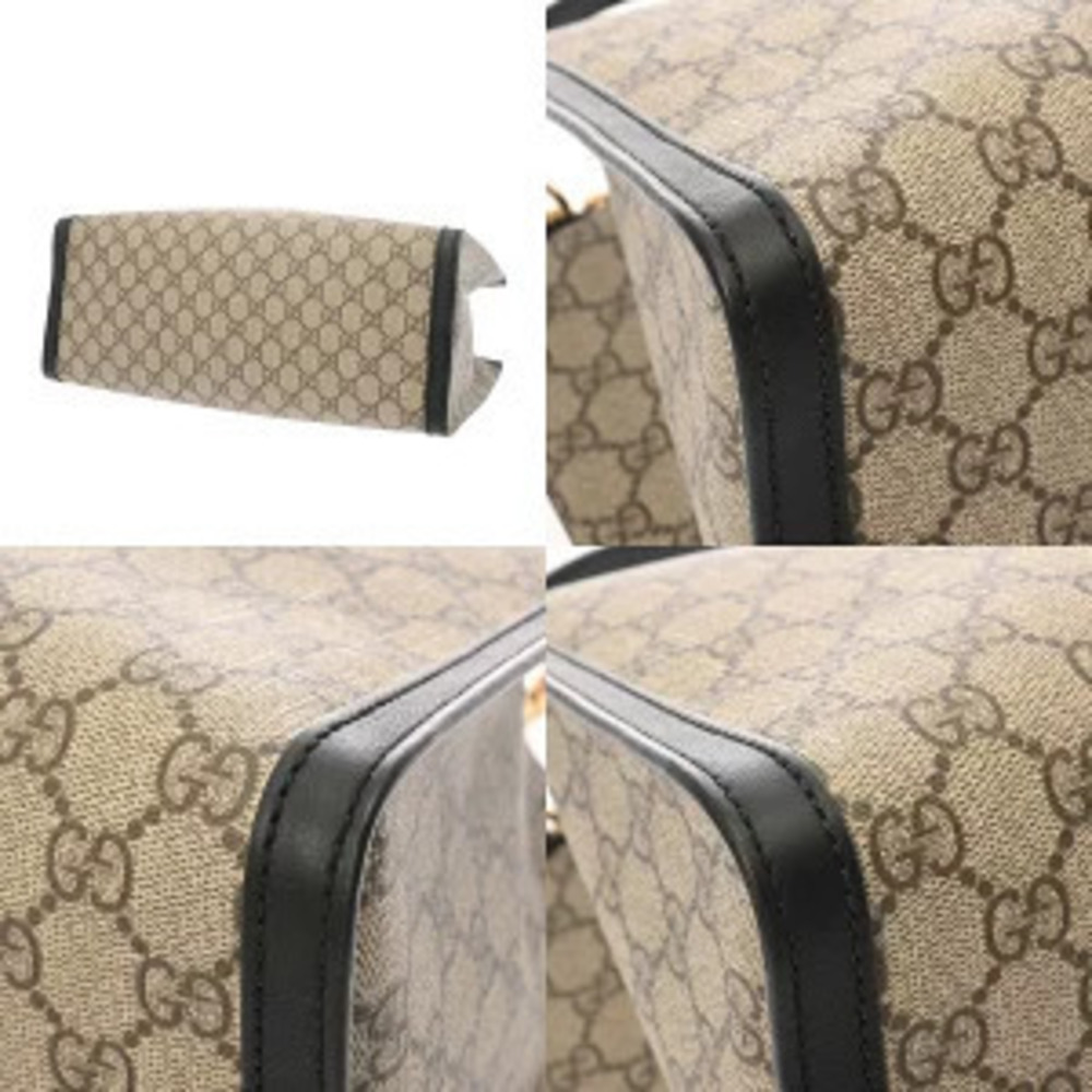 Gucci Tote Padlock Beige GG Ebony Supreme Canvas Leather Black Bag - Picture 6 of 9